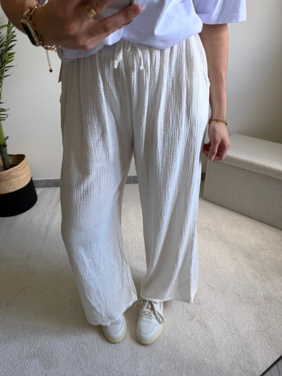 Pantalon large en gaze de coton