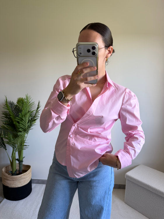 Chemise manches longues cintrée en coton