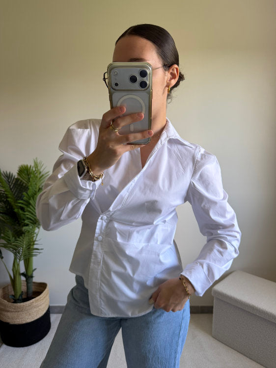 Chemise manches longues cintrée en coton