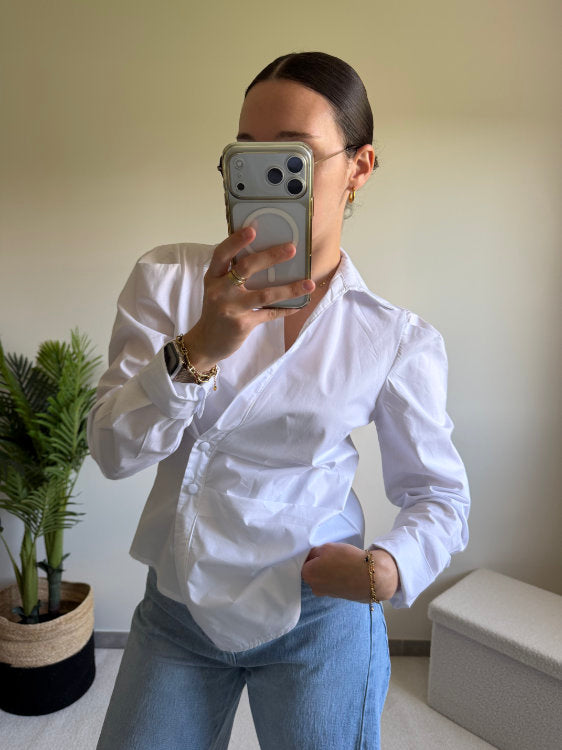 Chemise manches longues cintrée en coton