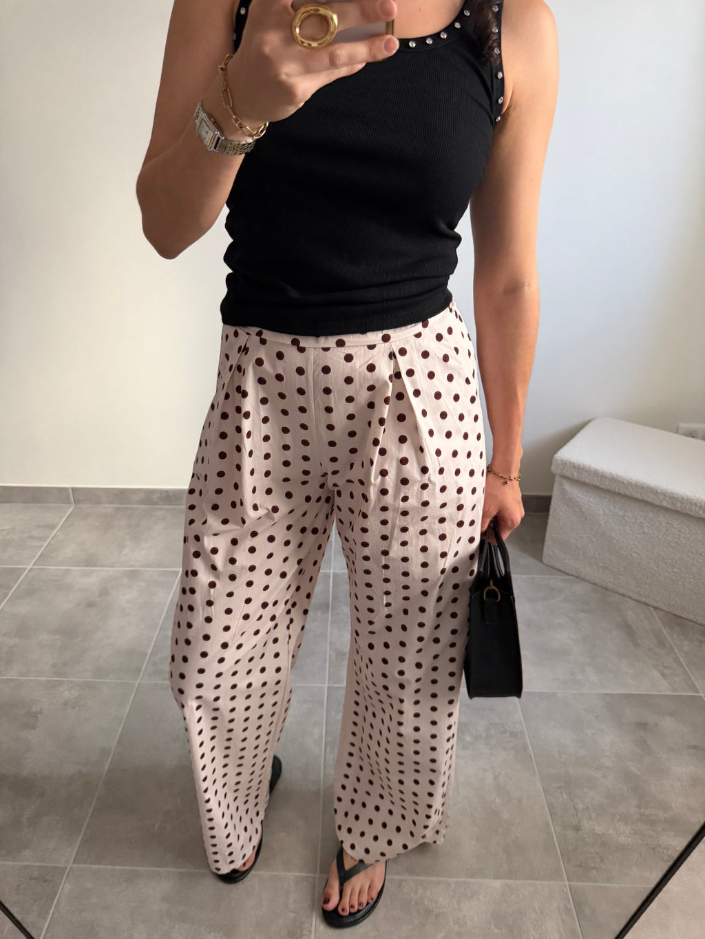 Pantalon large à pois