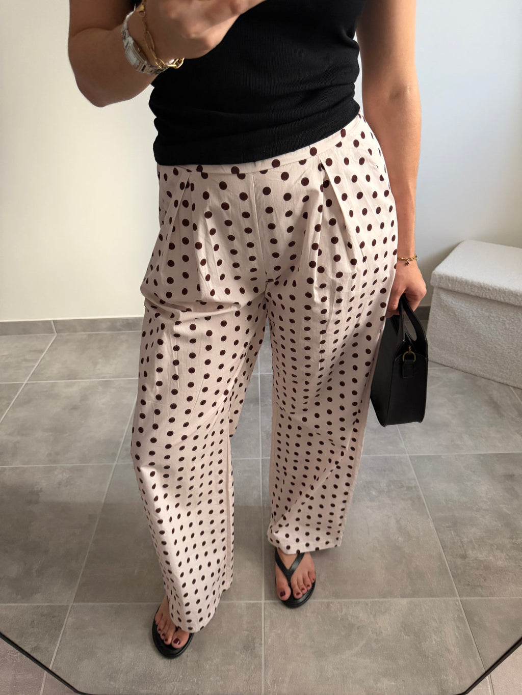 Pantalon large à pois