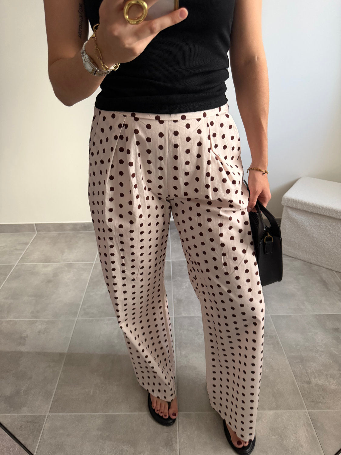 Pantalon large à pois