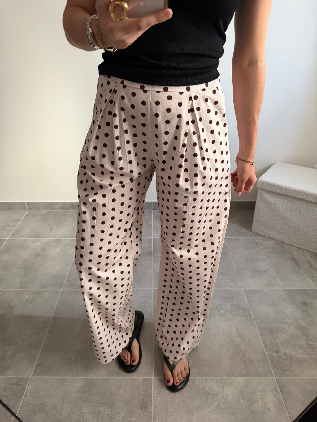 Pantalon large à pois