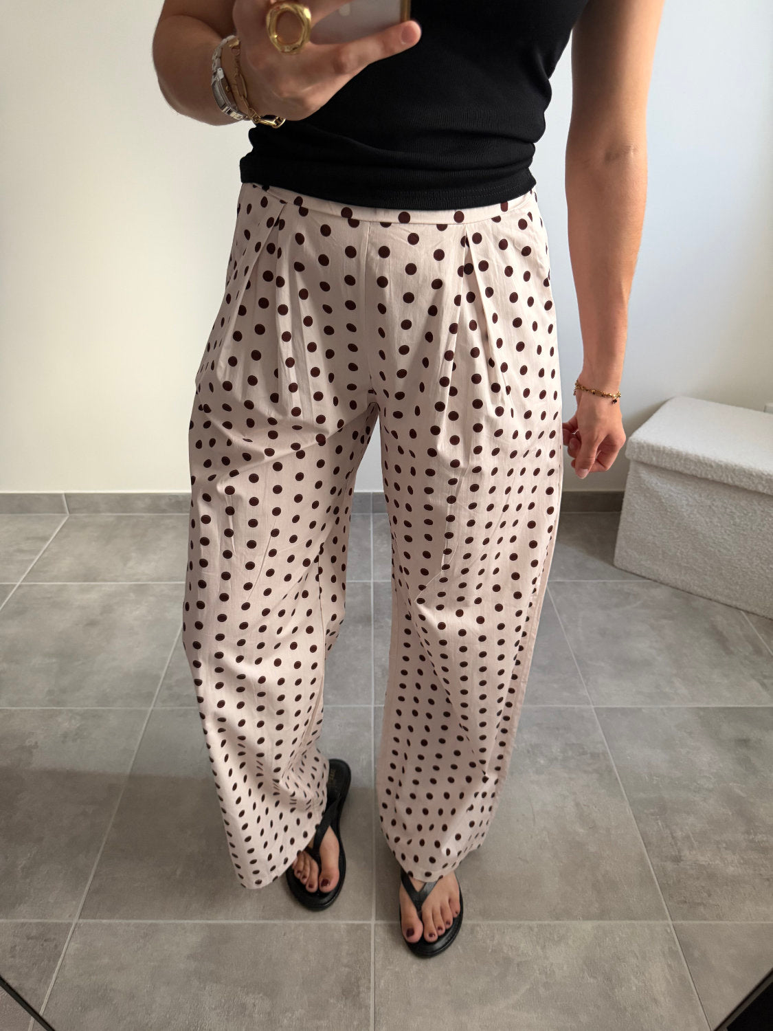 Pantalon large à pois