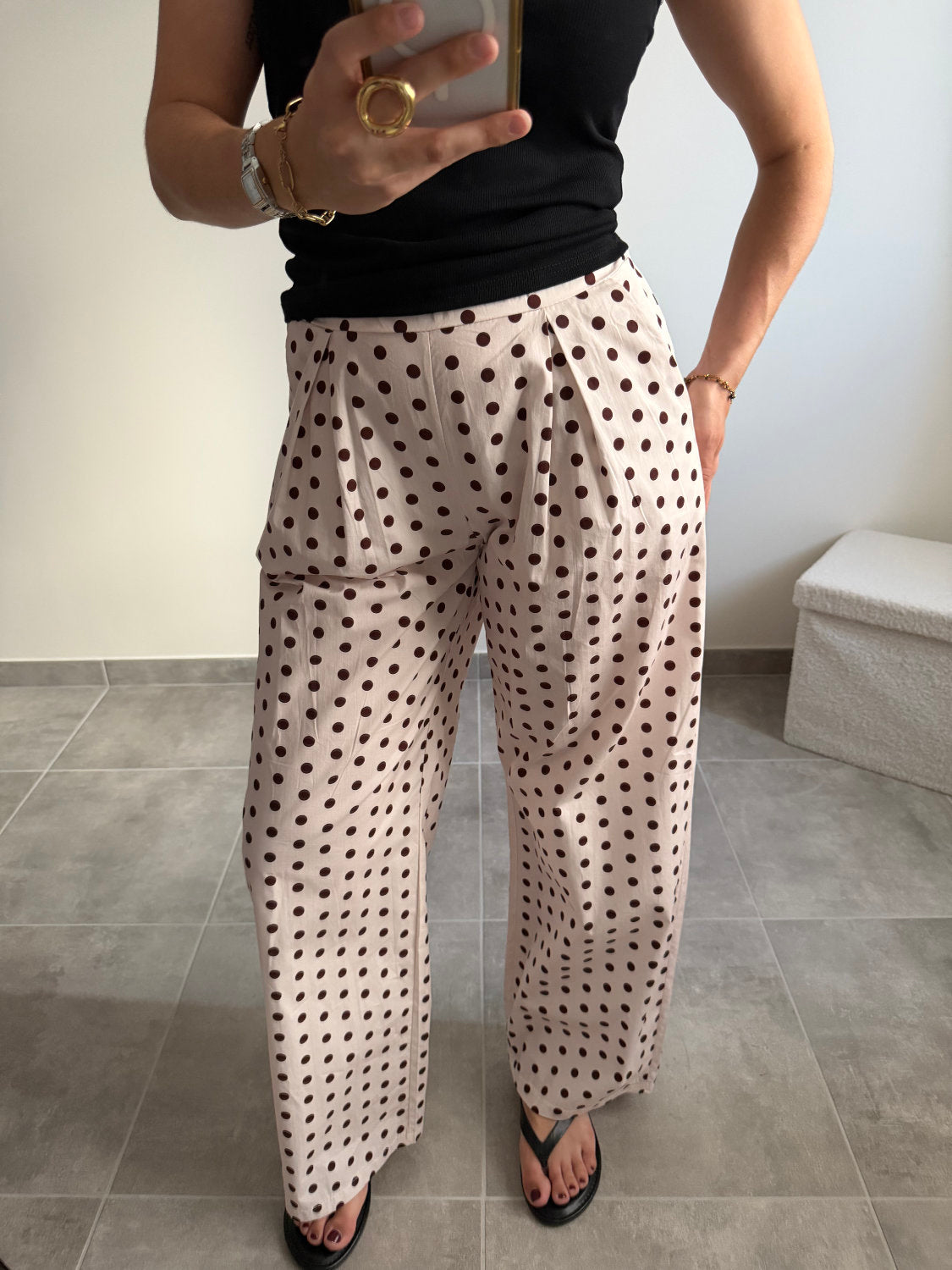 Pantalon large à pois