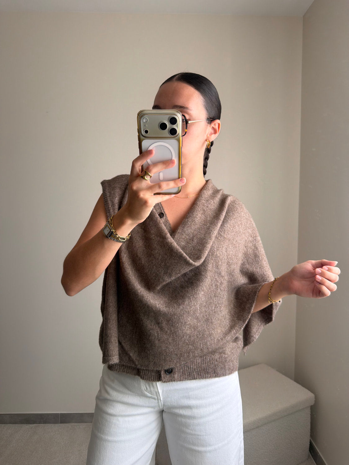 Pull cape marron Juliette