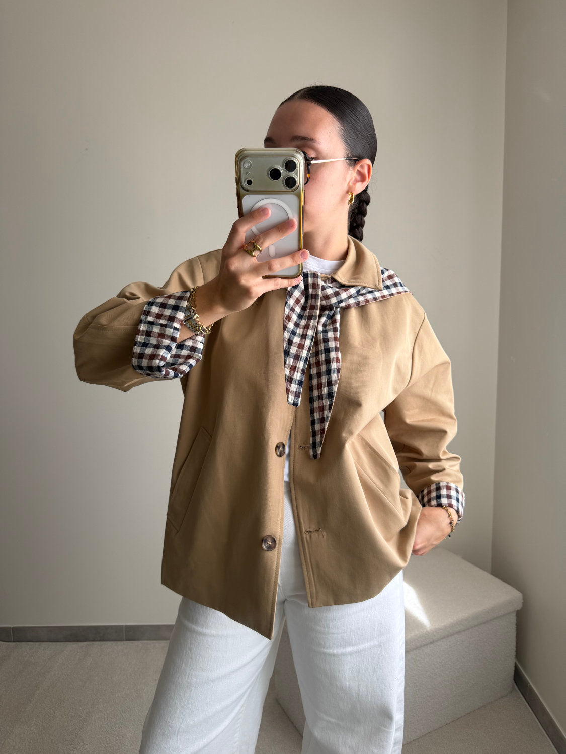Trench Pauline doublure à carreaux