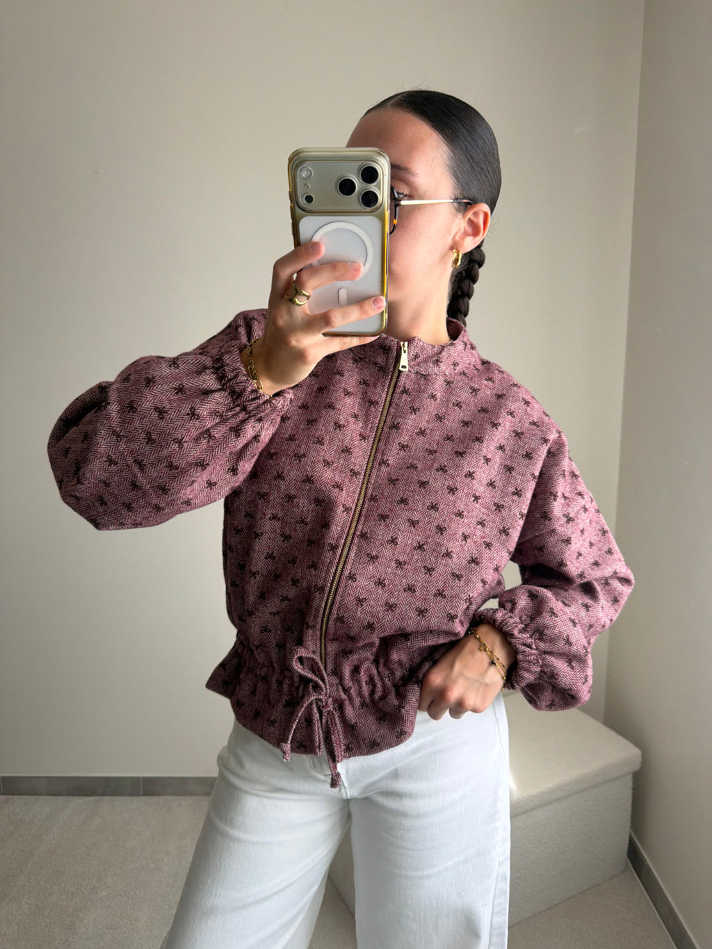 Veste bordeaux et rose Coralie