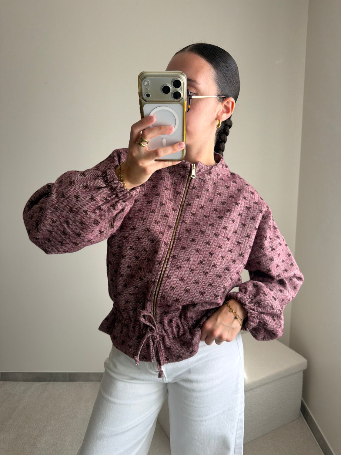 Veste bordeaux et rose Coralie