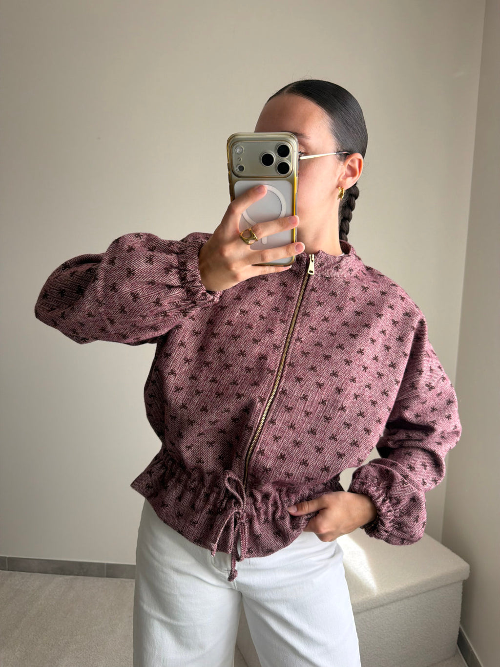 Veste bordeaux et rose Coralie