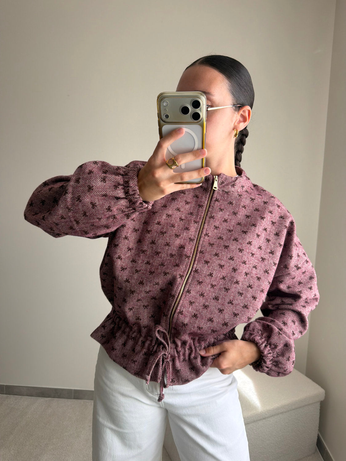 Veste bordeaux et rose Coralie