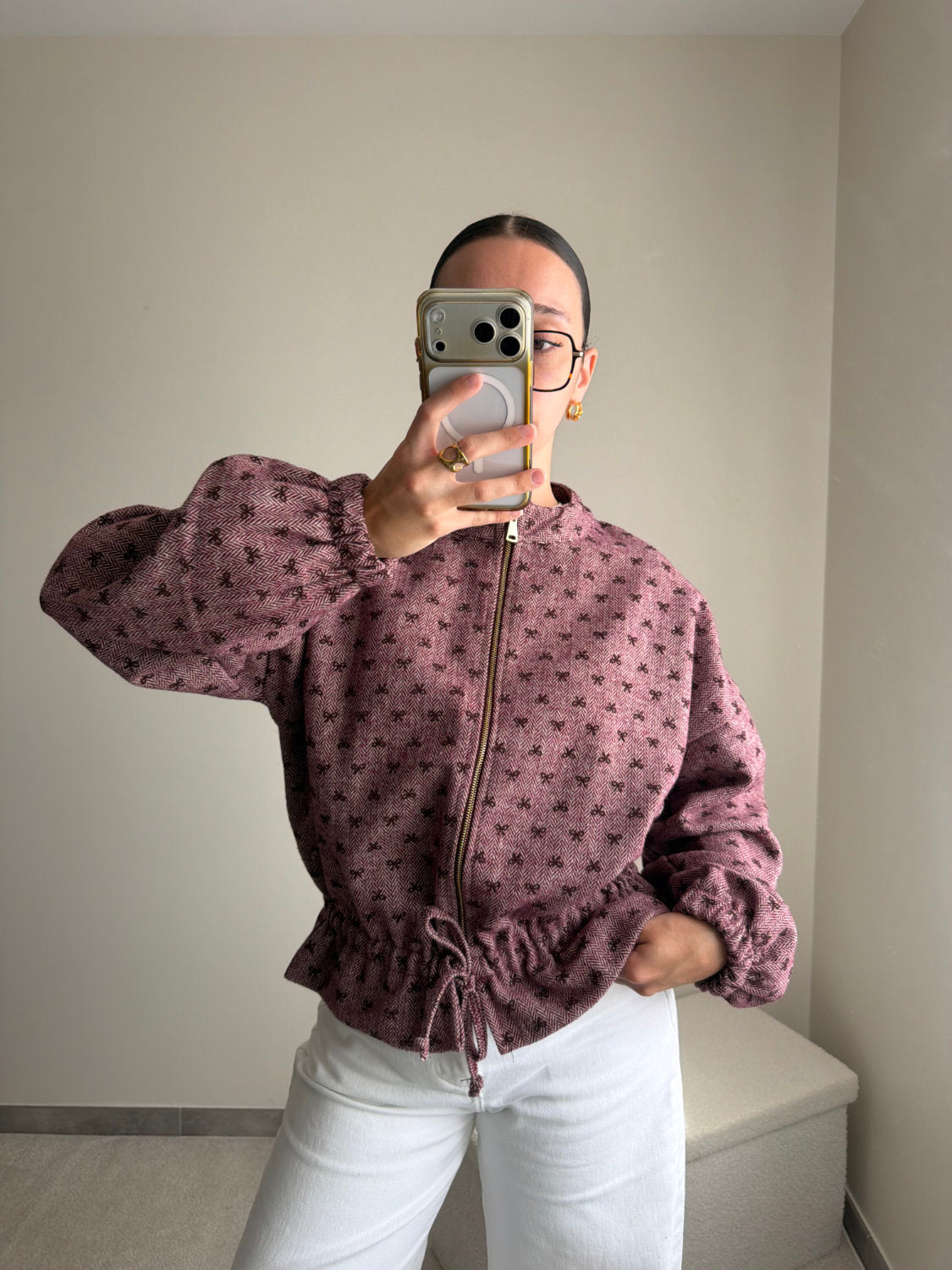 Veste bordeaux et rose Coralie