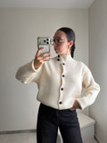 Pull Marie boutonné blanc crème