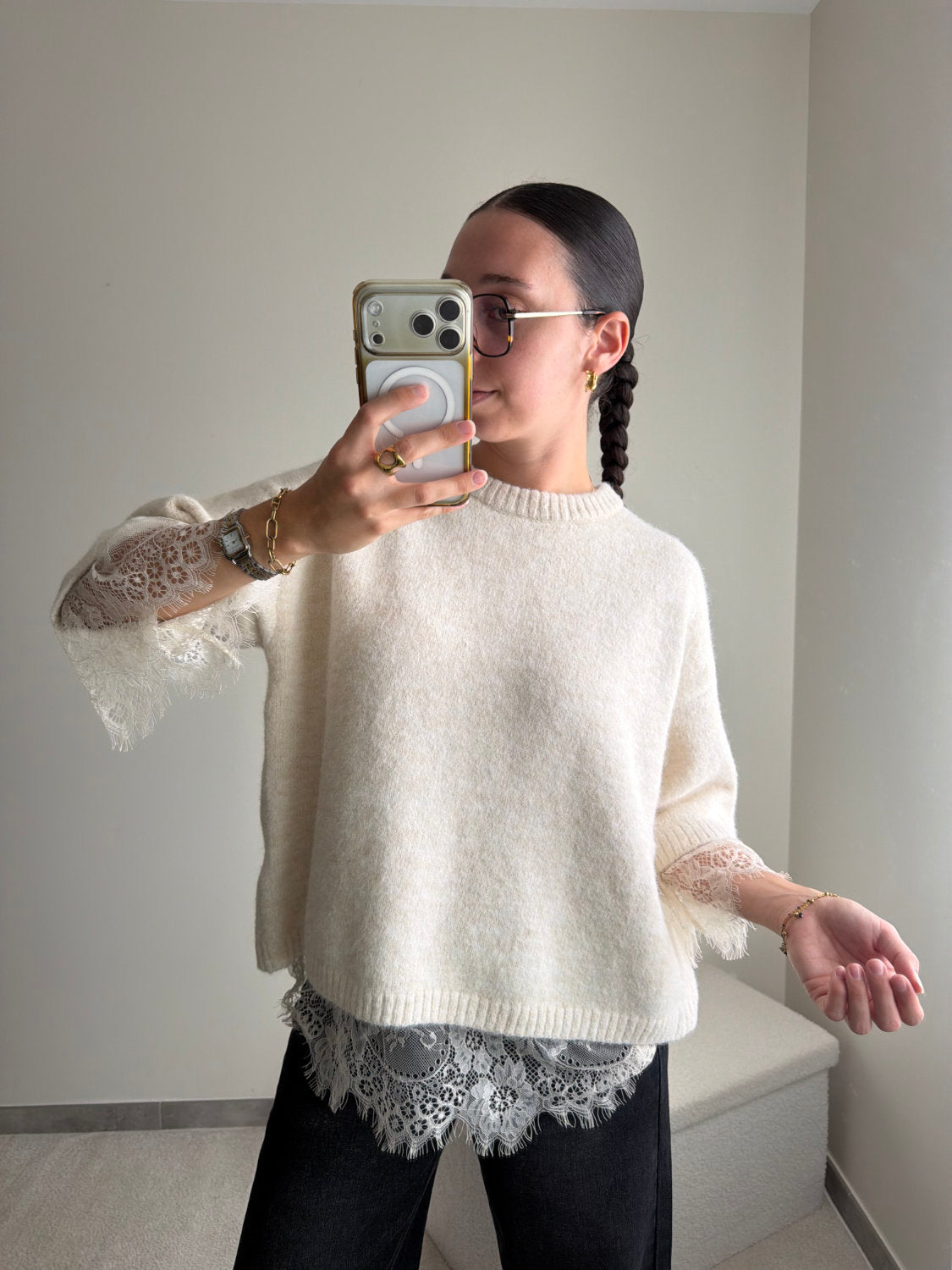 Pull avec dentelle Eva