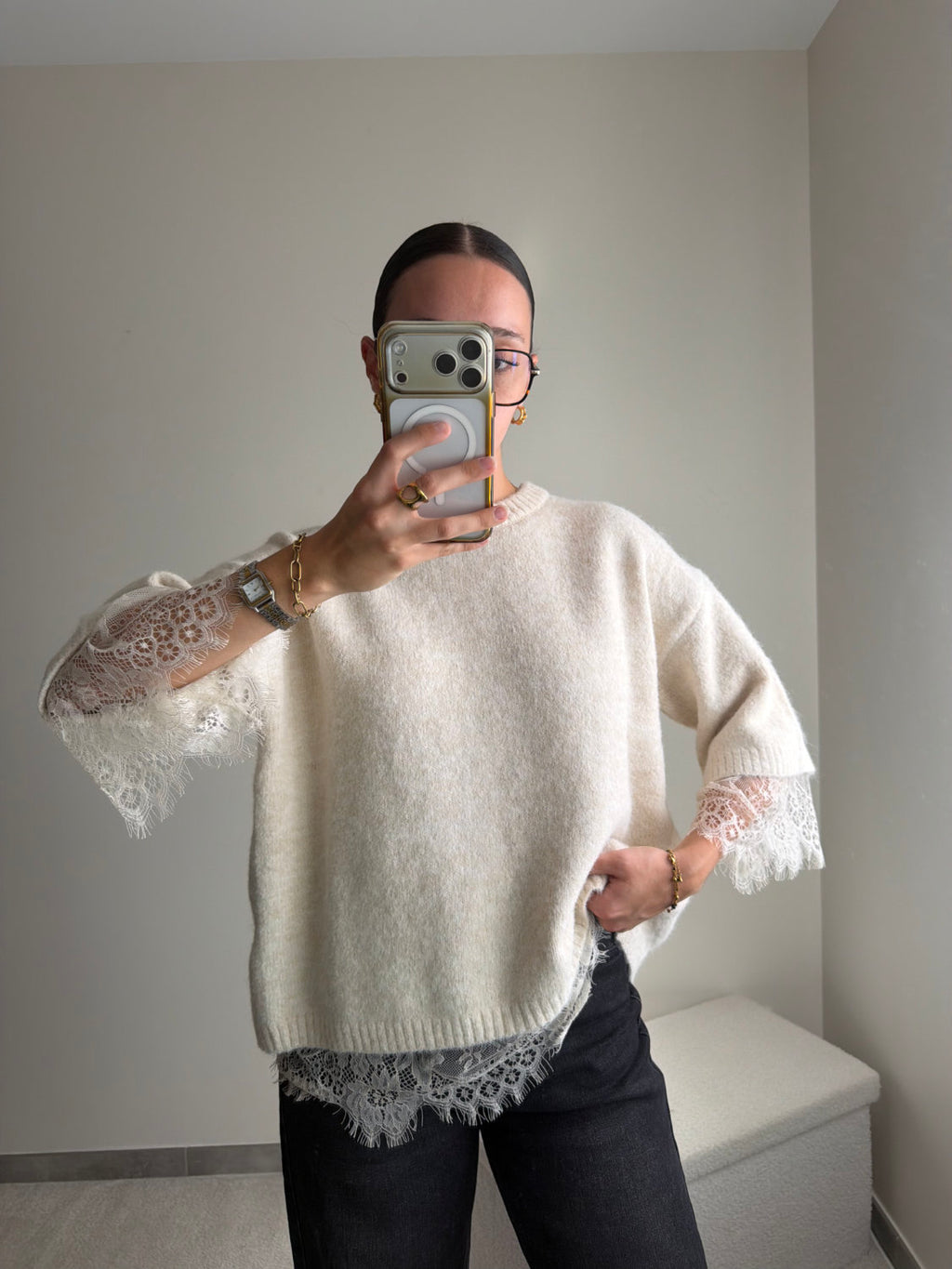Pull avec dentelle Eva