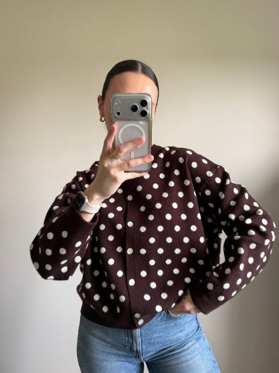 Gilet manches longues à pois blancs