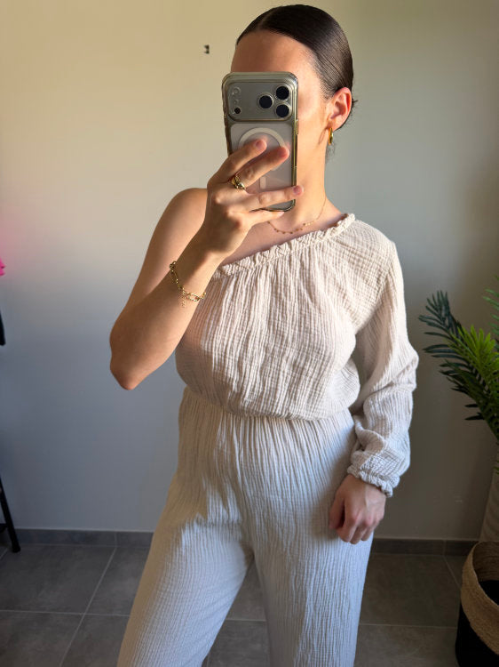Combi pantalon en gaze de coton