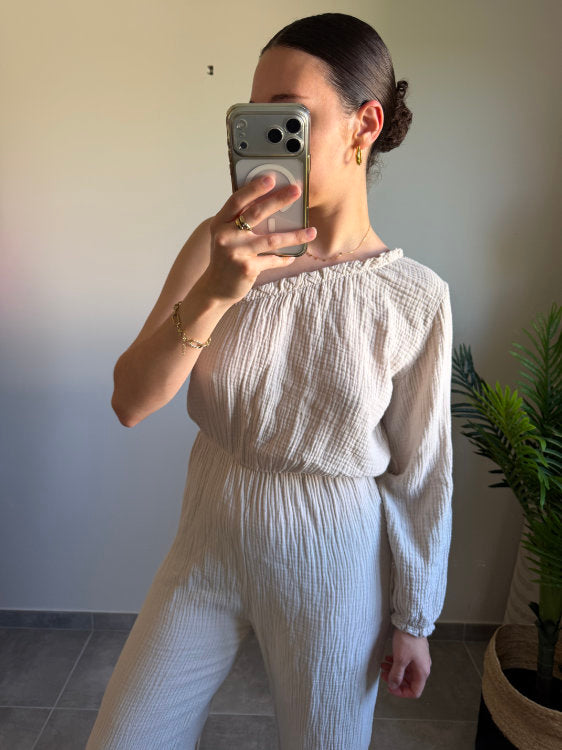 Combi pantalon en gaze de coton