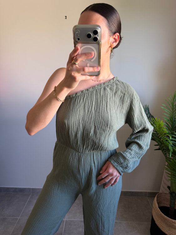 Combi pantalon en gaze de coton