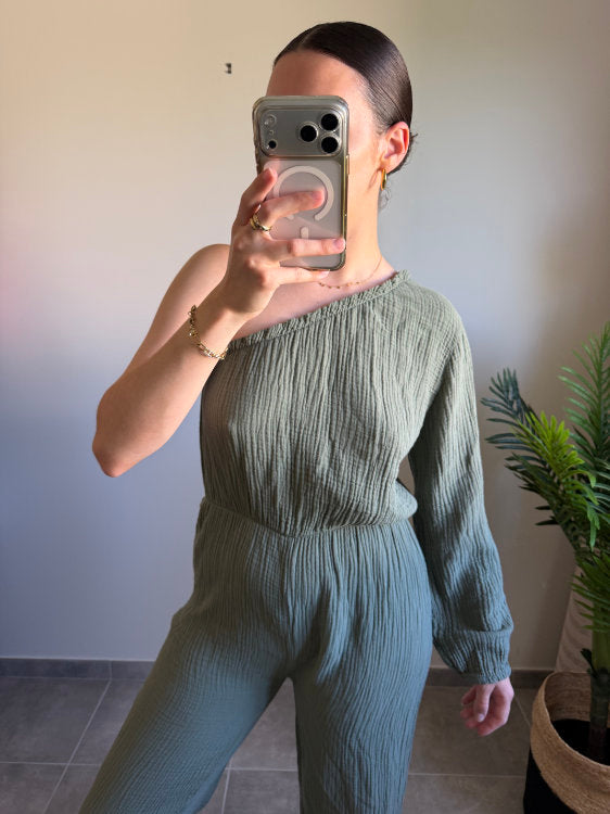 Combi pantalon en gaze de coton