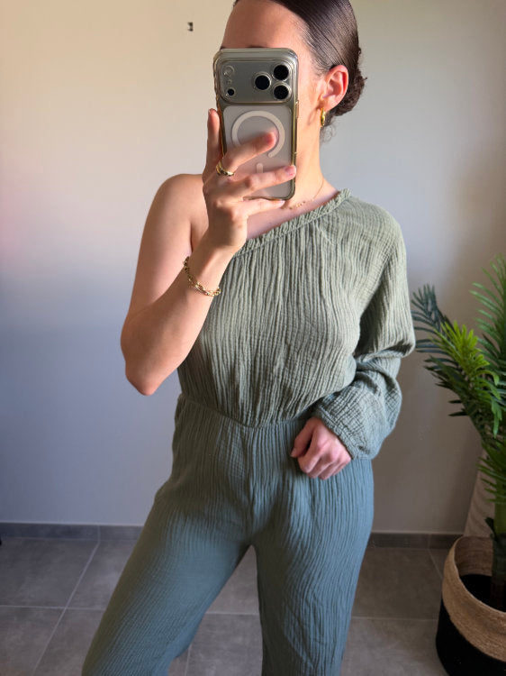 Combi pantalon en gaze de coton