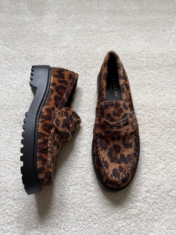 Mocassins imprimé léopard à plateforme