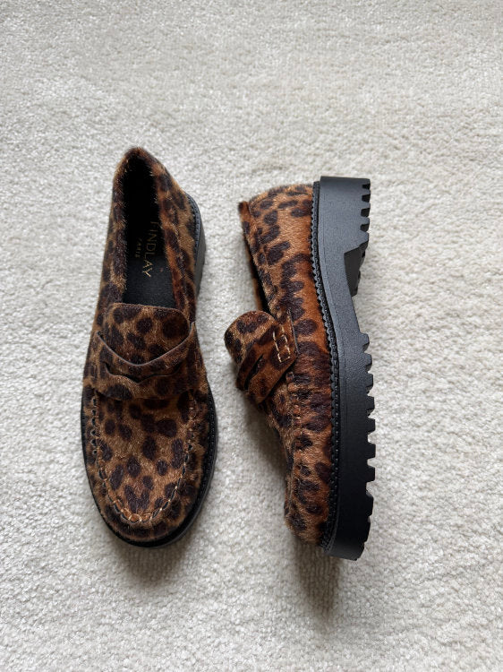 Mocassins imprimé léopard à plateforme