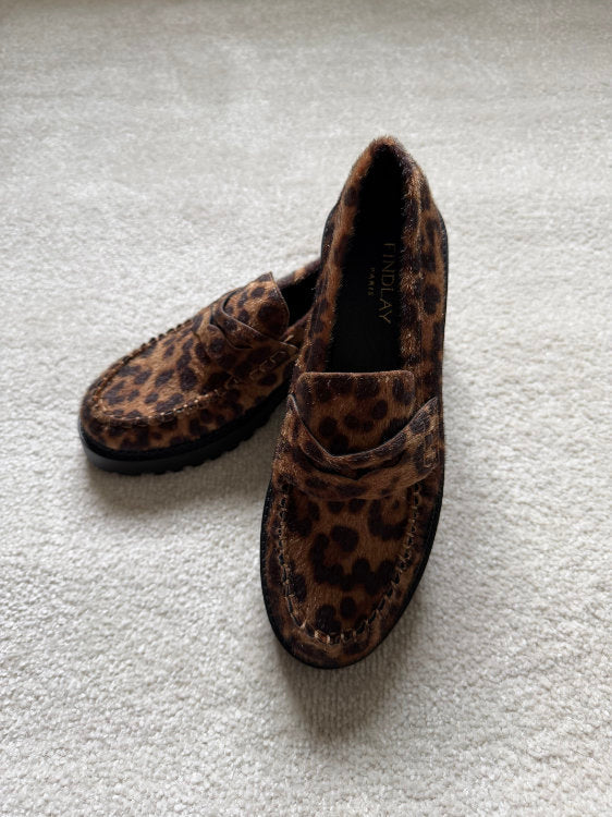 Mocassins imprimé léopard à plateforme