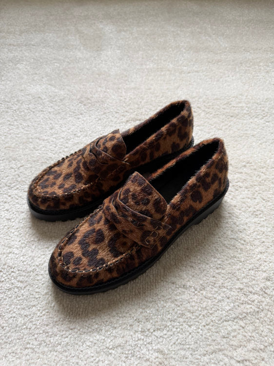 Mocassins imprimé léopard à plateforme