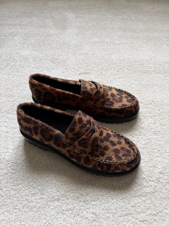 Mocassins imprimé léopard à plateforme