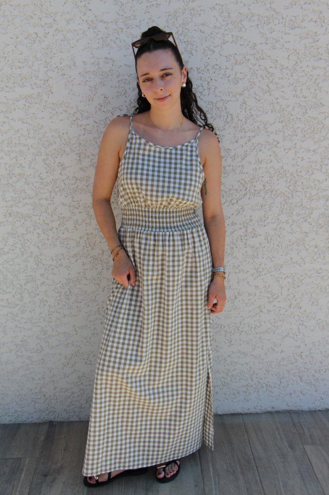 Robe longue imprimé carreaux vichy