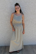 Robe longue imprimé carreaux vichy