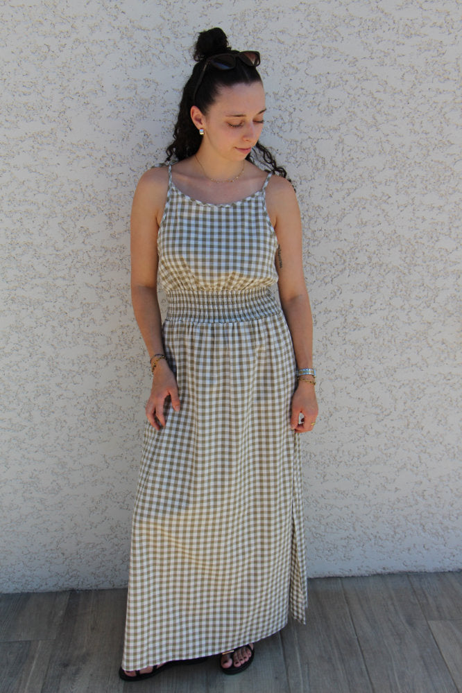 Robe longue imprimé carreaux vichy
