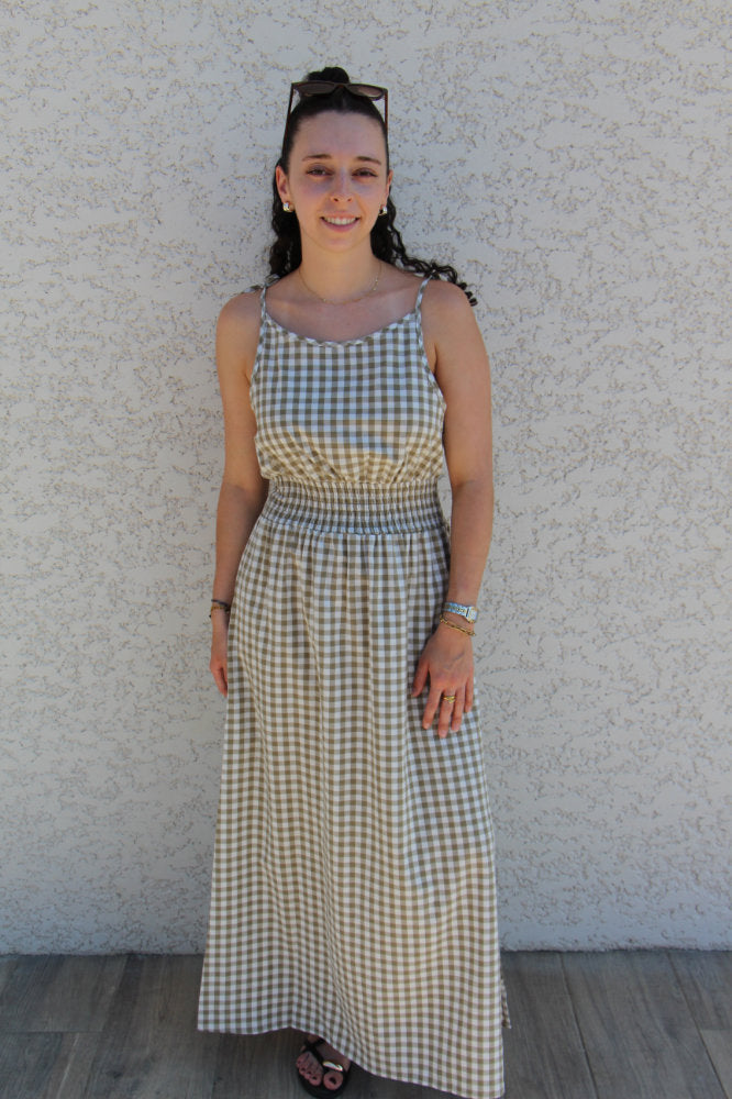 Robe longue imprimé carreaux vichy