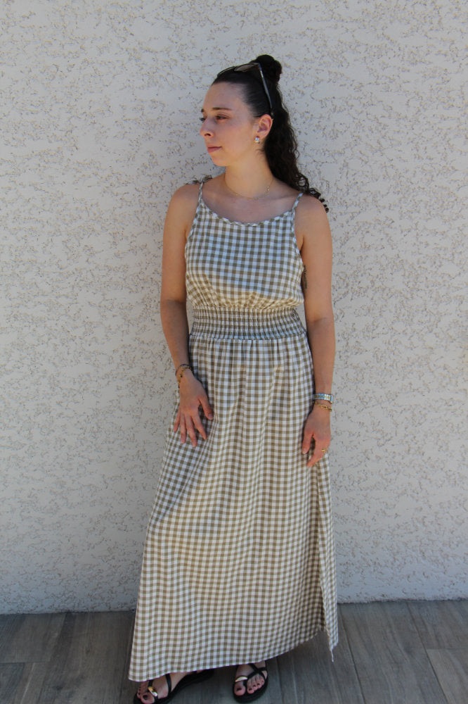 Robe longue imprimé carreaux vichy