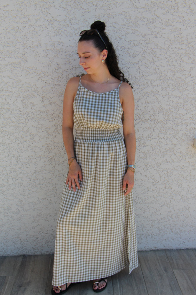 Robe longue imprimé carreaux vichy