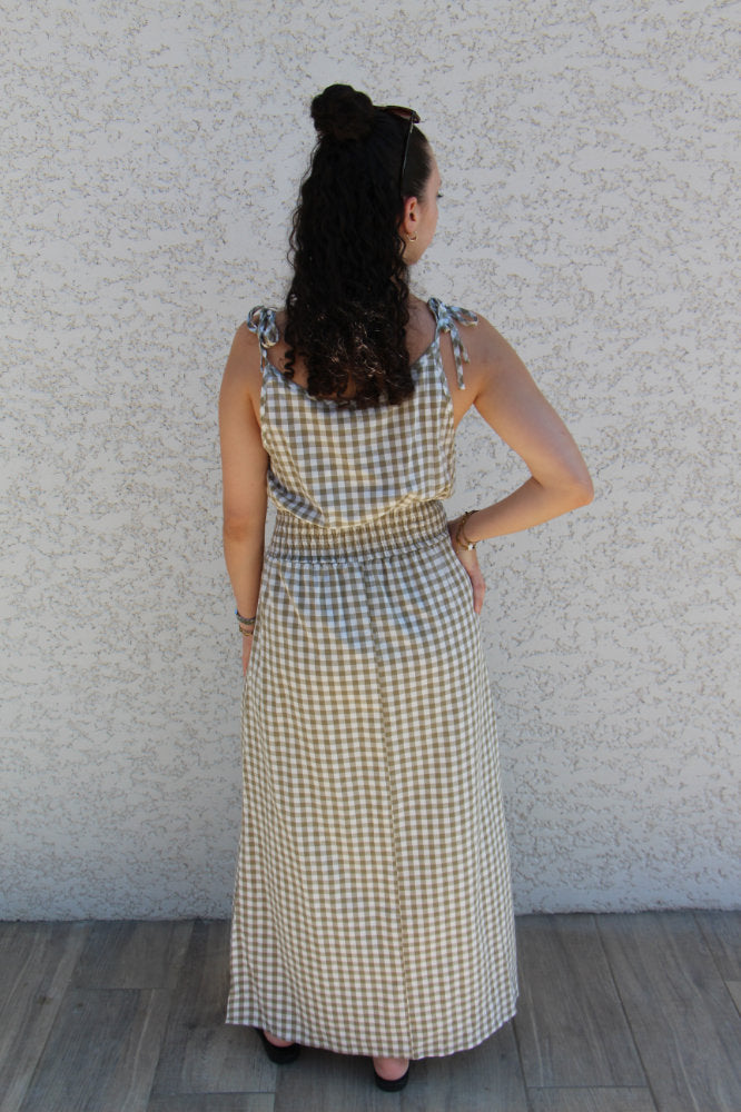 Robe longue imprimé carreaux vichy