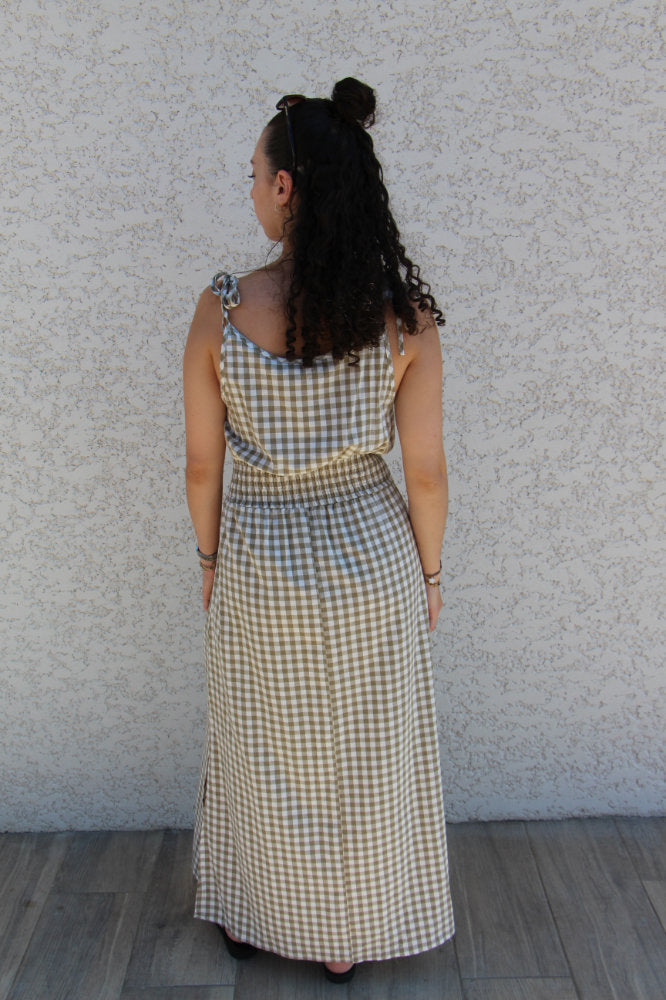 Robe longue imprimé carreaux vichy
