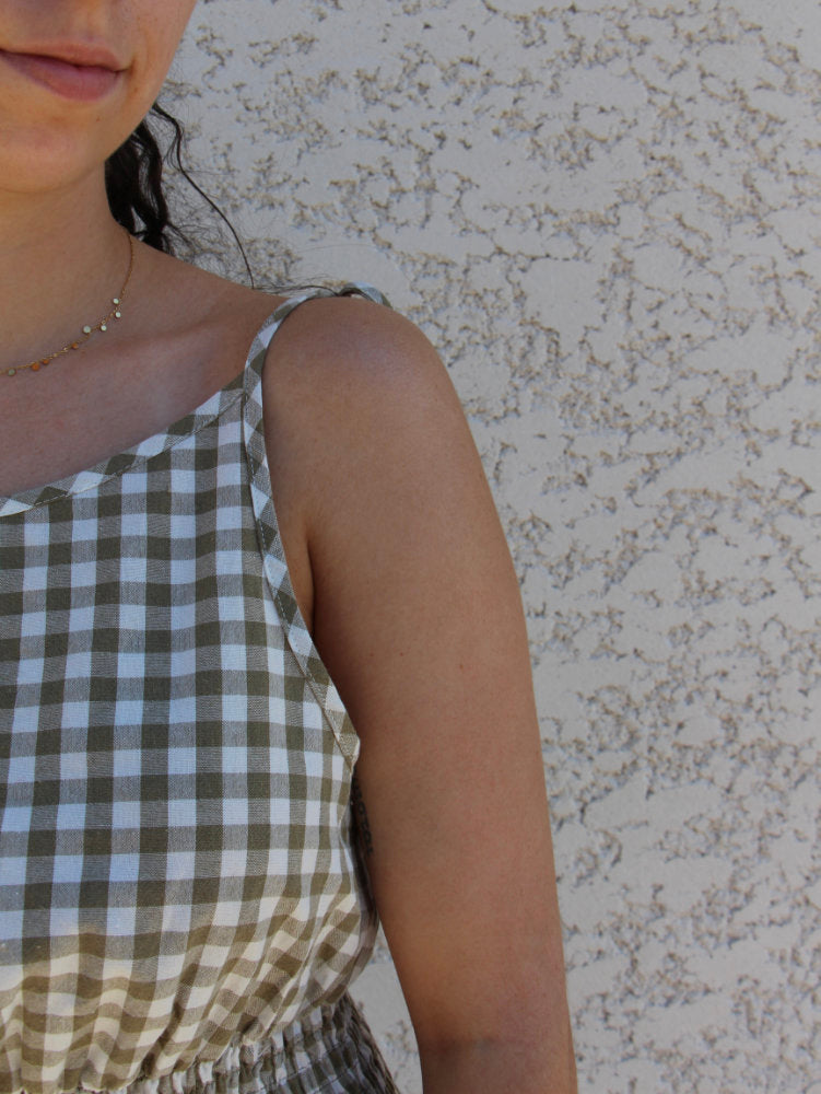Robe longue imprimé carreaux vichy