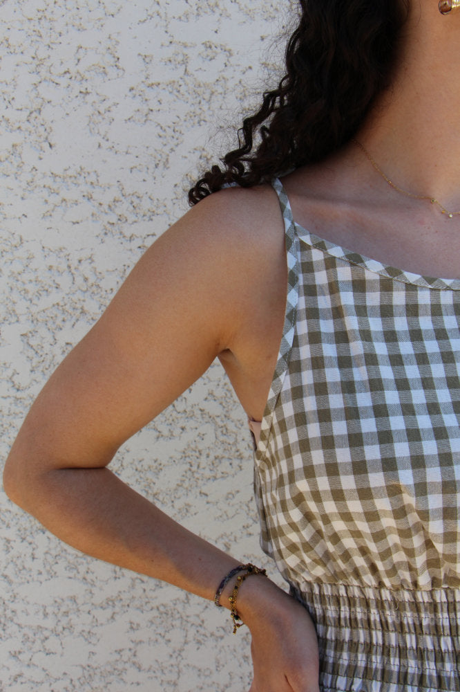 Robe longue imprimé carreaux vichy
