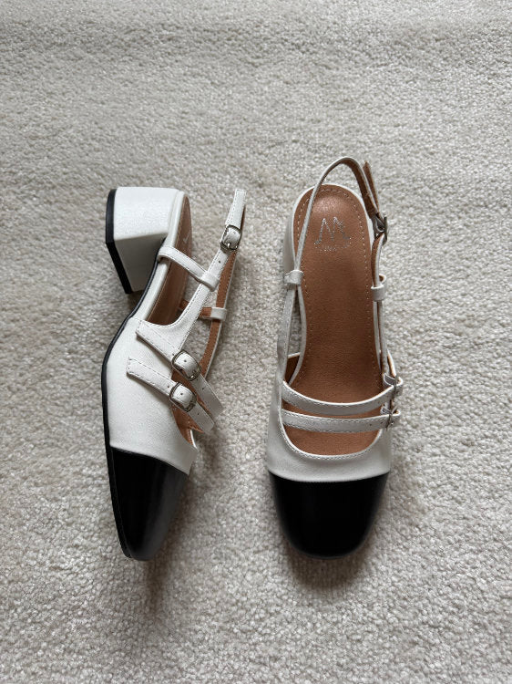 Slingback à talons avec 2 brides