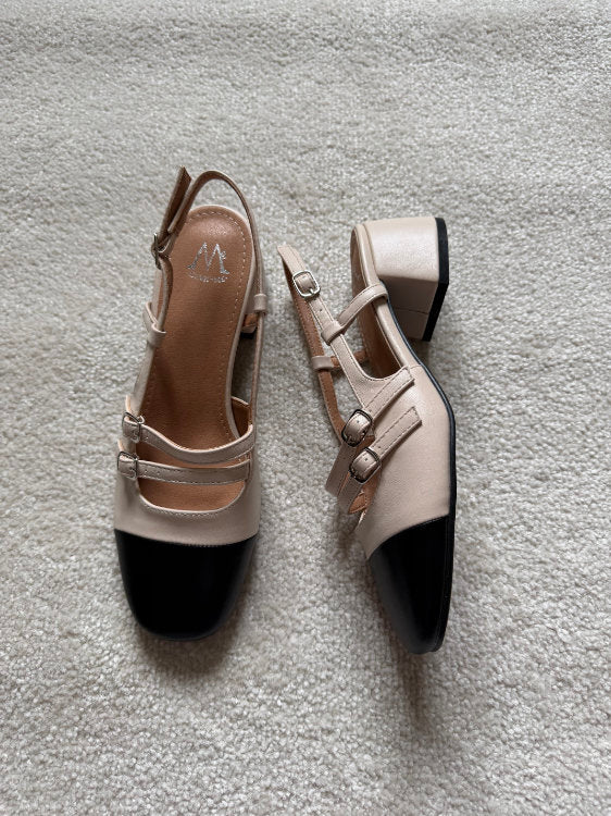 Slingback à talons avec 2 brides