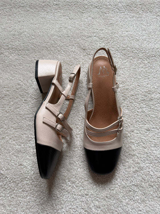 Slingback à talons avec 2 brides