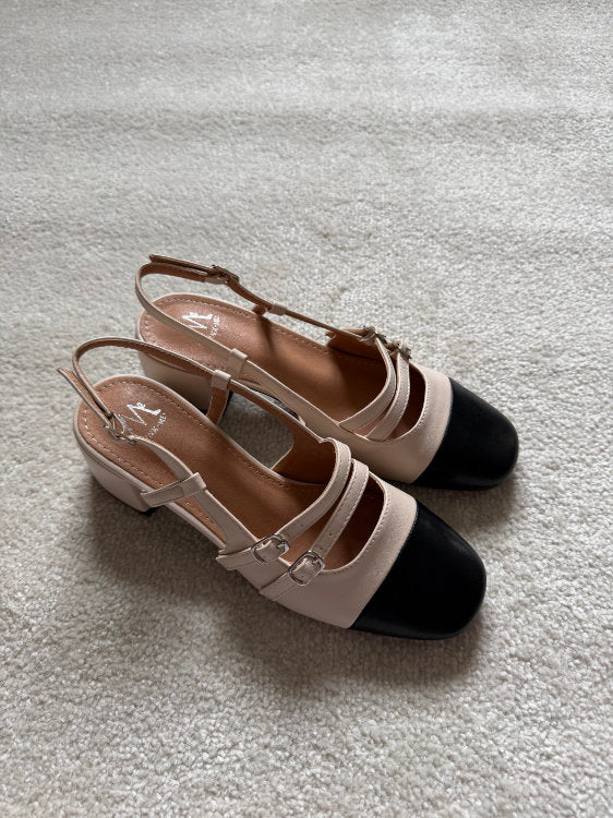 Slingback à talons avec 2 brides