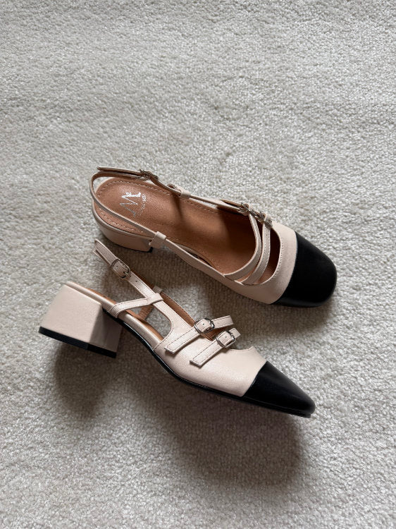 Slingback à talons avec 2 brides