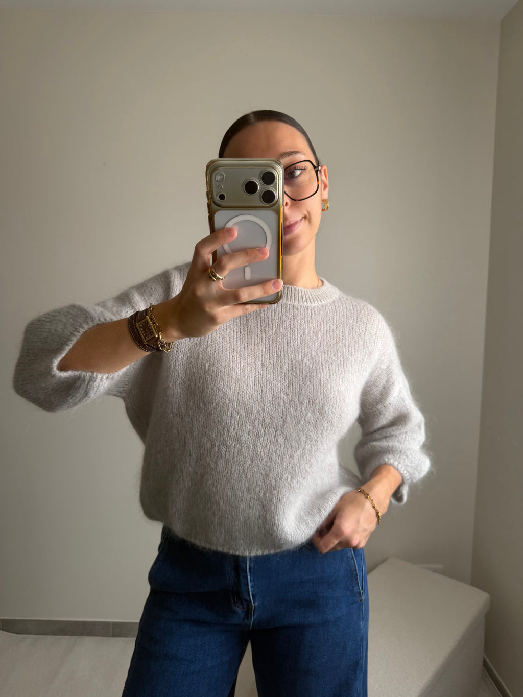 Pull manches courtes en mohair Zélie