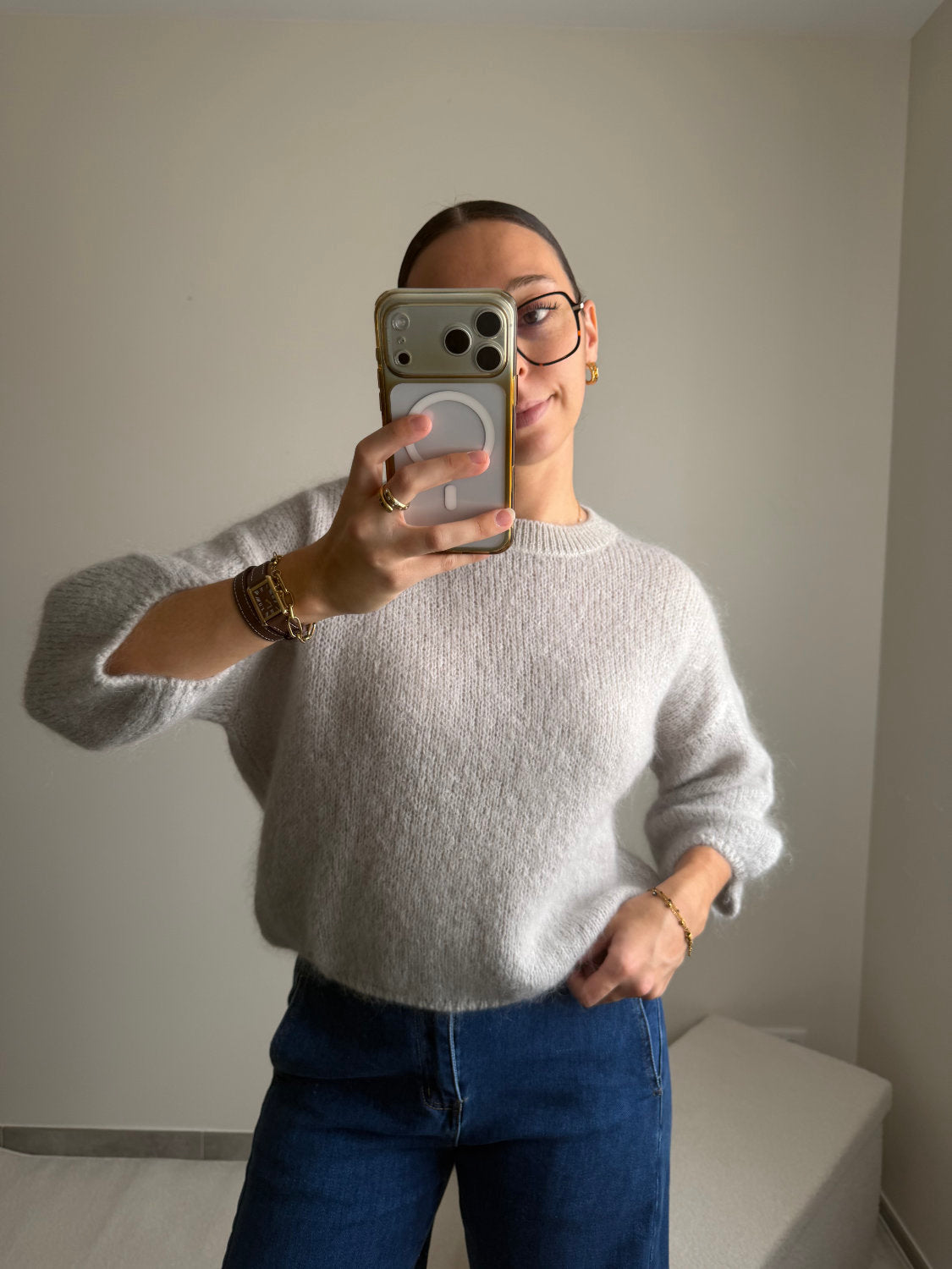 Pull manches courtes en mohair Zélie