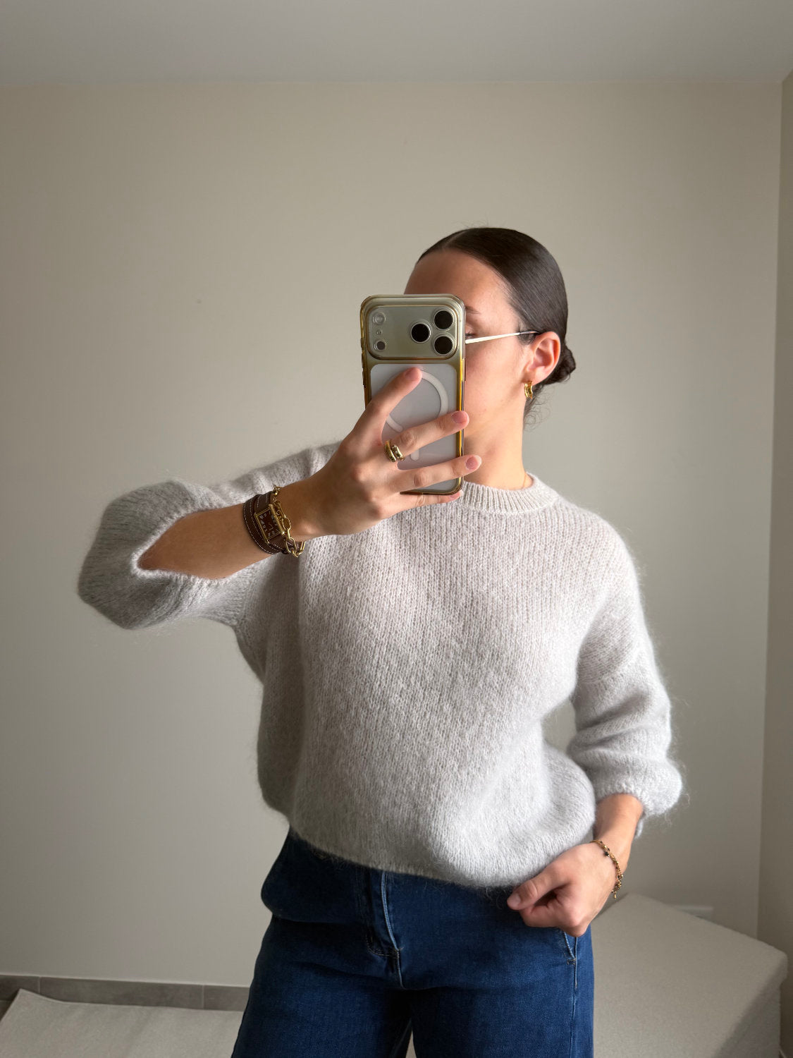 Pull manches courtes en mohair Zélie