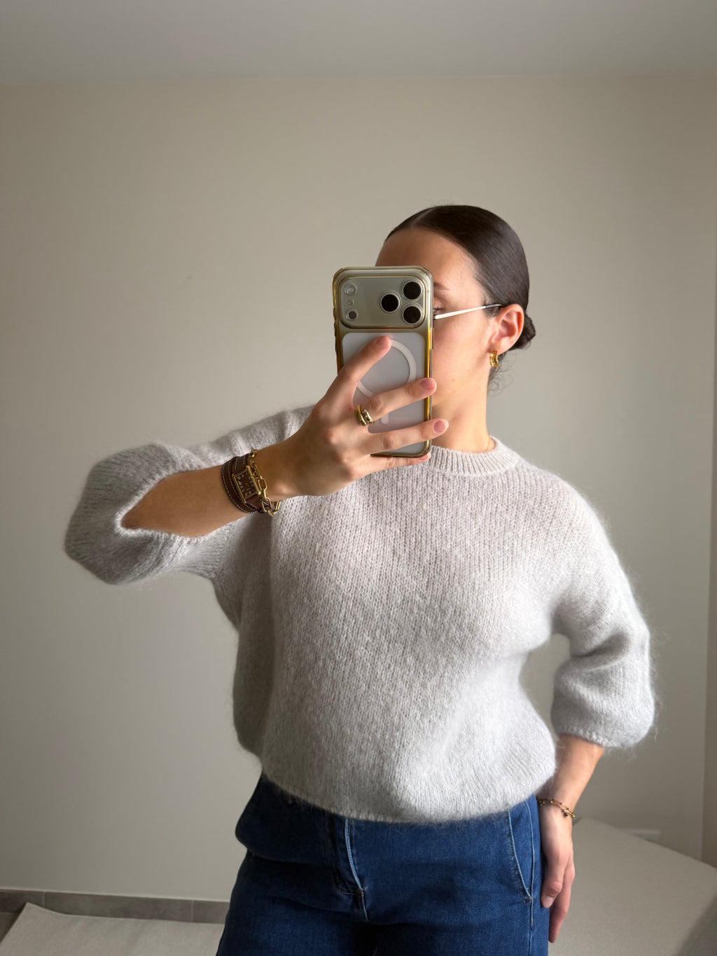 Pull manches courtes en mohair Zélie